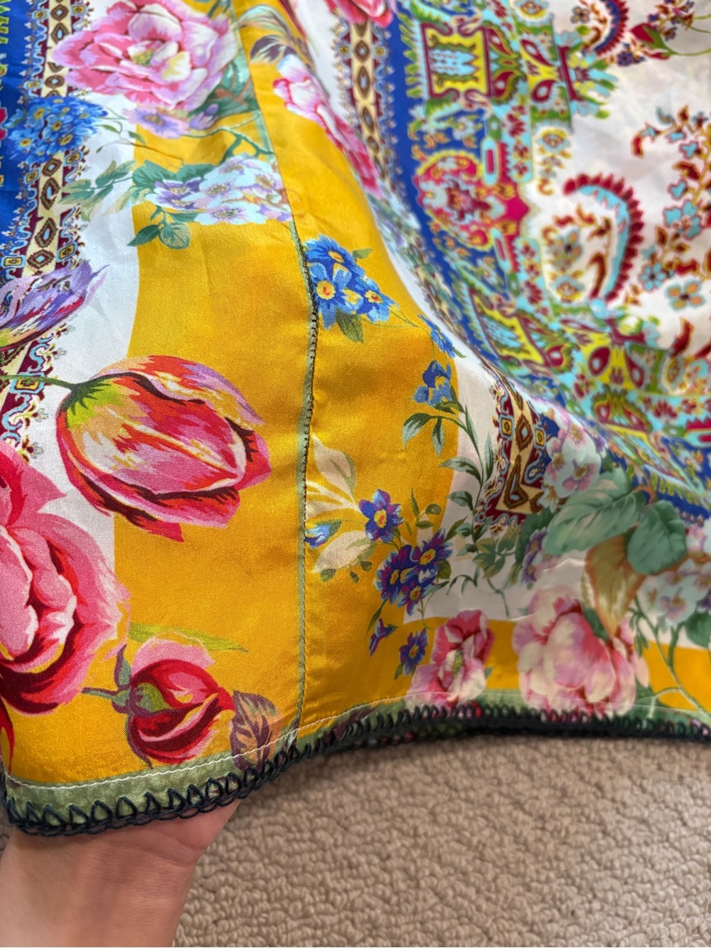 Johnny Was Sorbet Floral Silk Top Size Large - Picture 15 of 16